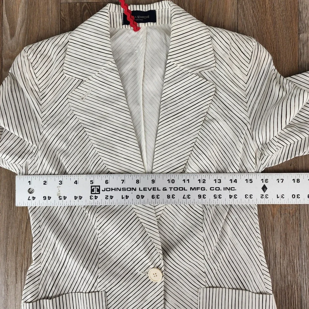 Piazza Sempione Womens Striped Single Button Blazer Jacket Cream Black - Picture 5 of 7
